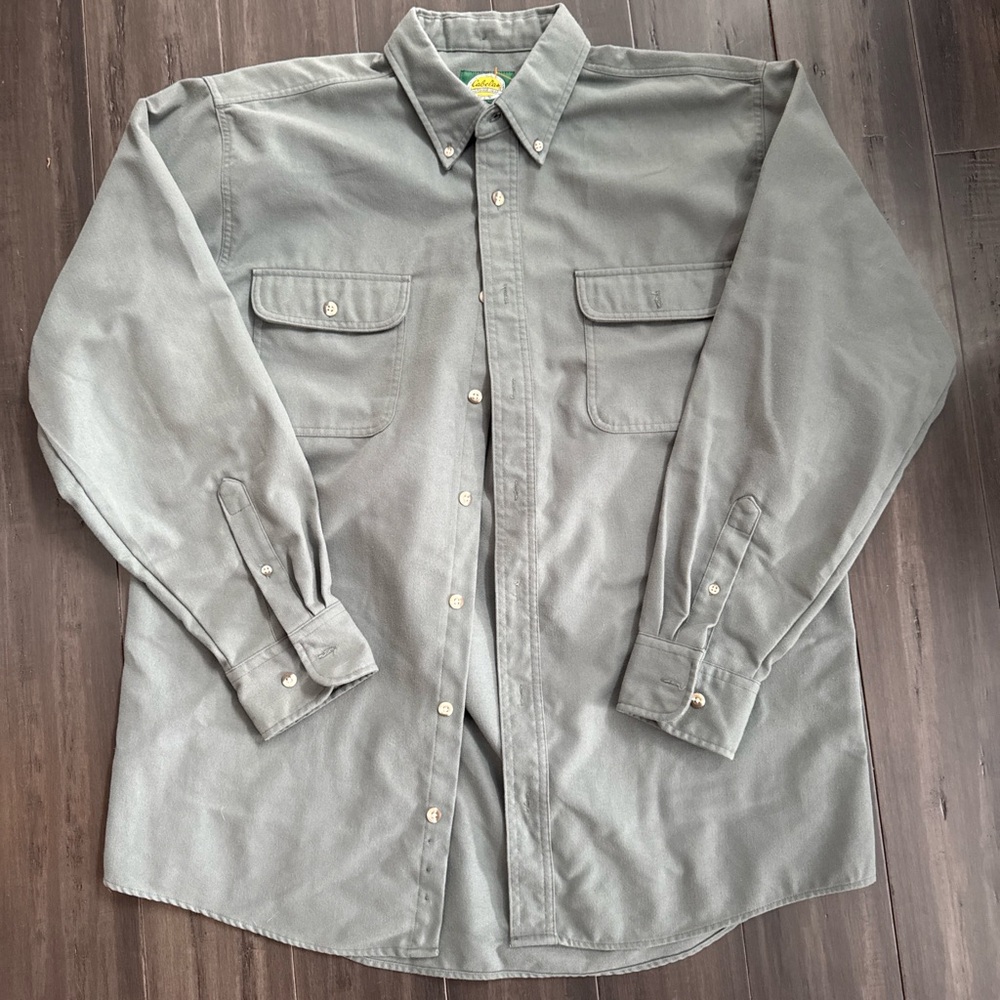 Cabela's Green and Yellow Outdoor Gear Label Shirt